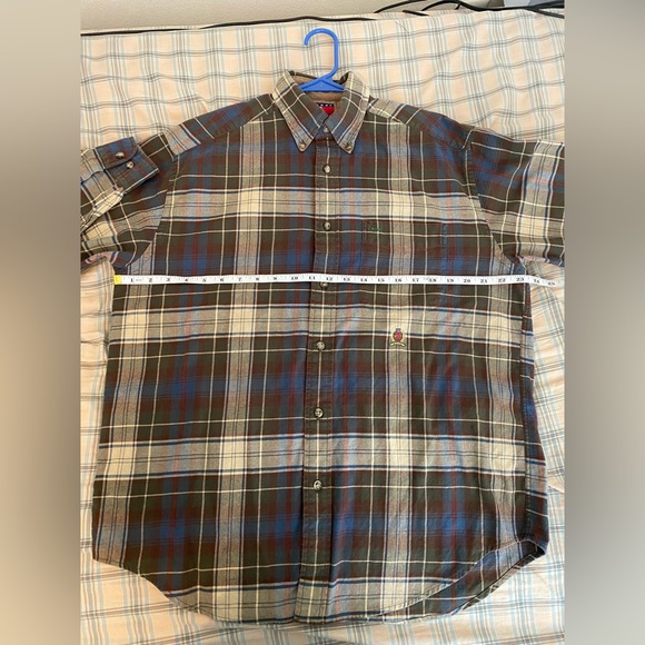 Vintage 90s Y2K Tommy Hilfiger Plaid Pocket Long Sleeve Button Up Shirt • Size S - Picture 4 of 7